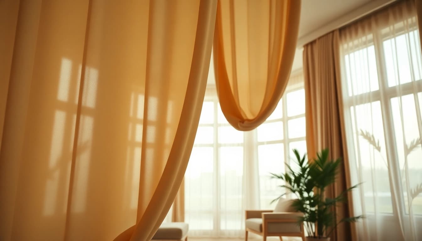 Verduisterende gordijnen in een sfeervol interieur creëren een gezellige uitstraling.