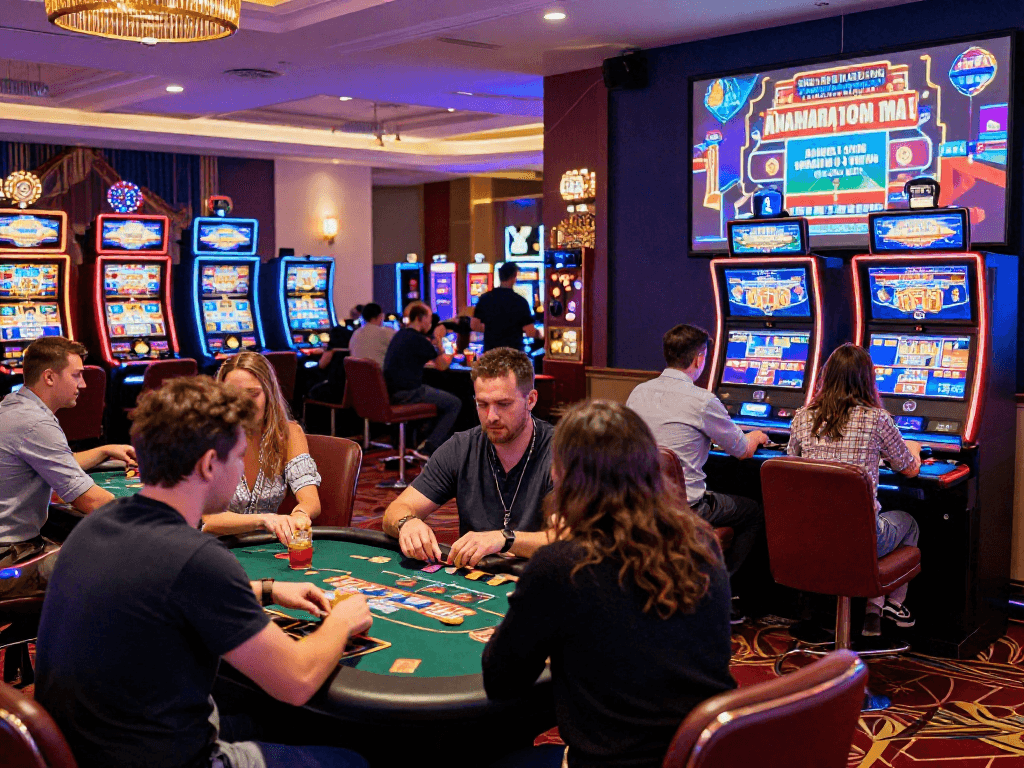 Engaged players enjoying a vibrant atmosphere at a casinoe european online, highlighting gaming tables and promotions.