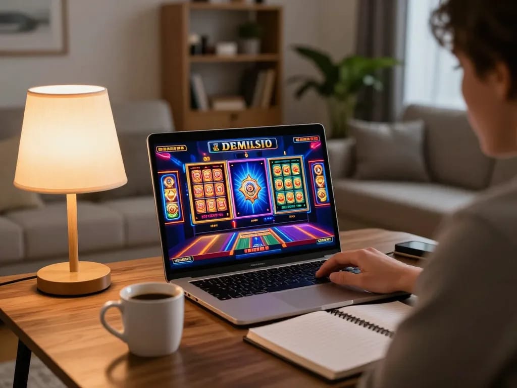 Player enjoying เว็บสล็อต at home through vibrant online gaming experience