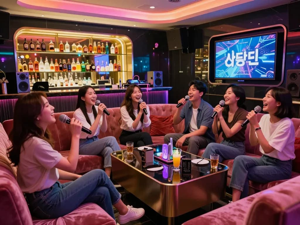 프리미엄 시설과 활기찬 분위기를 즐기는 친구들과 함께하는 강남달토 노래방의 생동감 넘치는 분위기를 경험하세요.