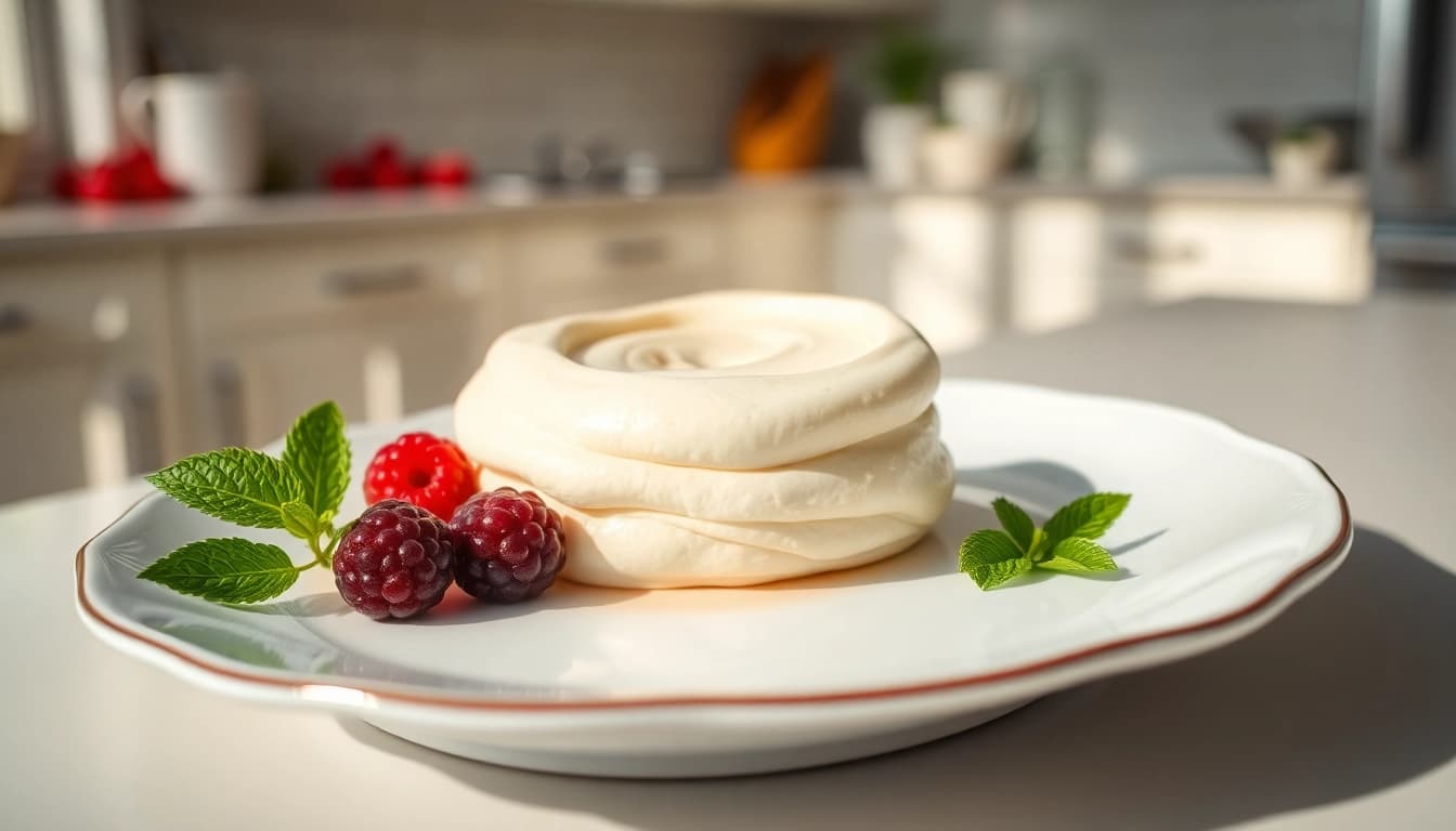 Proef de romige mousseline in een elegant gepresenteerd dessert met verse bessen.