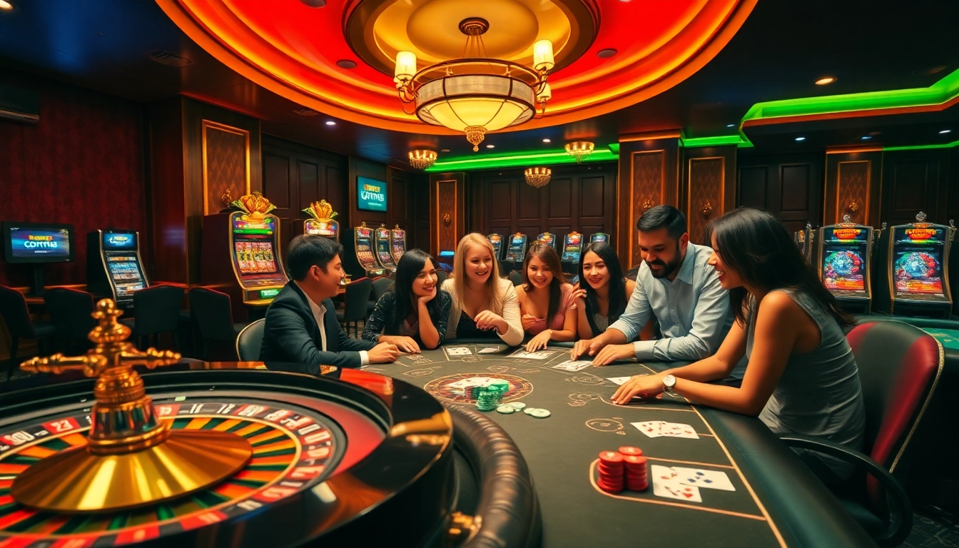 Experience high-stakes gameplay at thabet with vibrant casino visuals showcasing roulette and poker excitement.