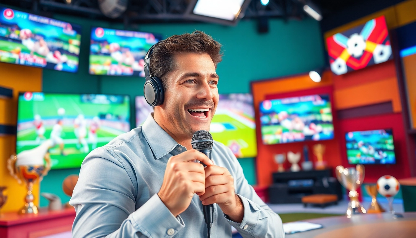 Experience the excitement of Sports Broadcasting with a professional anchor reporting live.