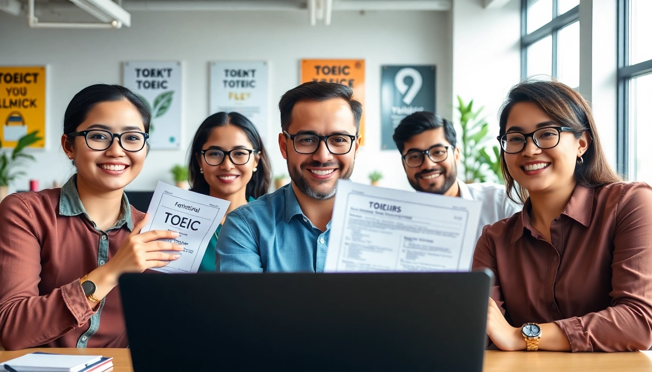 Hire qualified TOEIC test takers for hire in a collaborative office setting.
