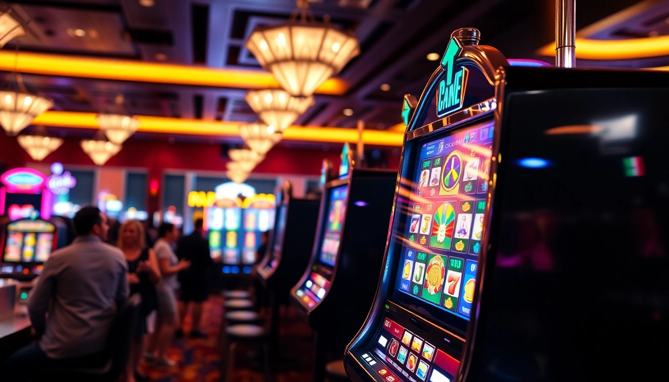 Slot aplikasi dengan mesin permainan warna-warni yang menyenangkan di kasino.