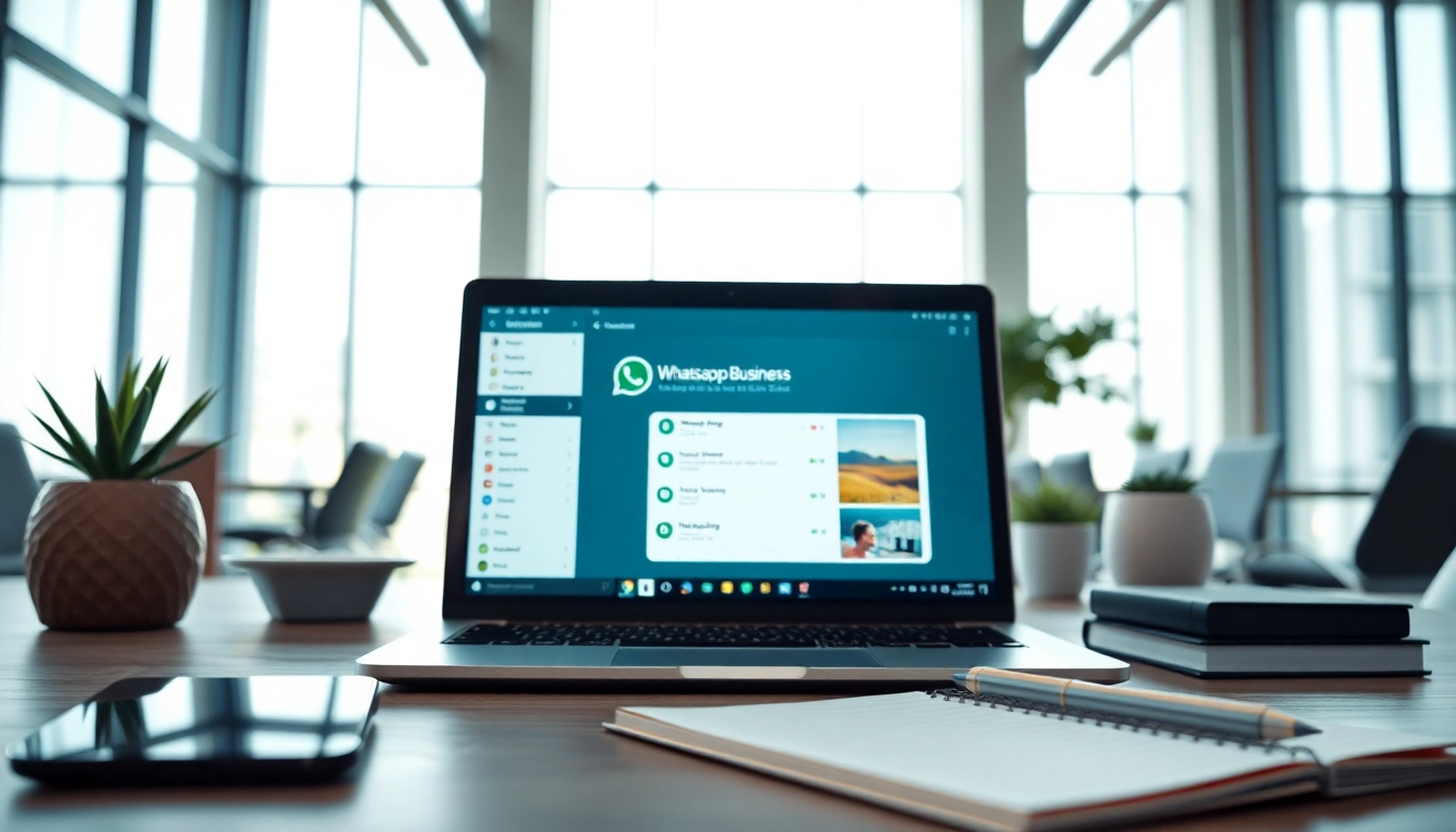 Enhance your productivity with WhatsApp Business CRM showcased in a modern office setting.