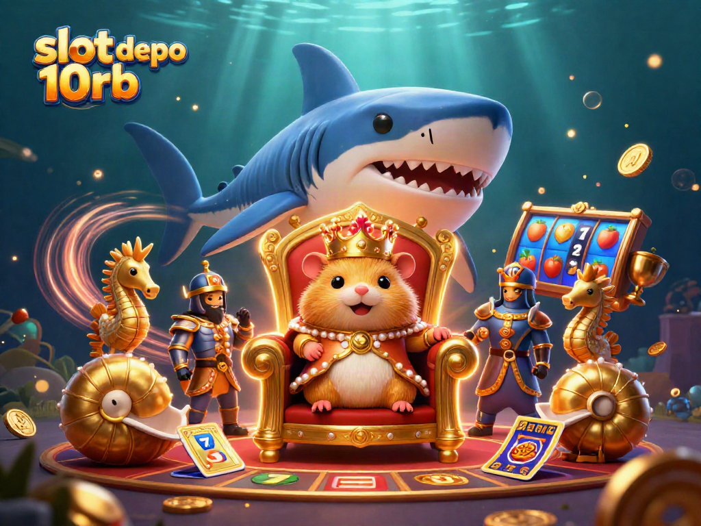 Engage with slot depo 10rb through vibrant casino-themed illustration filled with dynamic game elements.