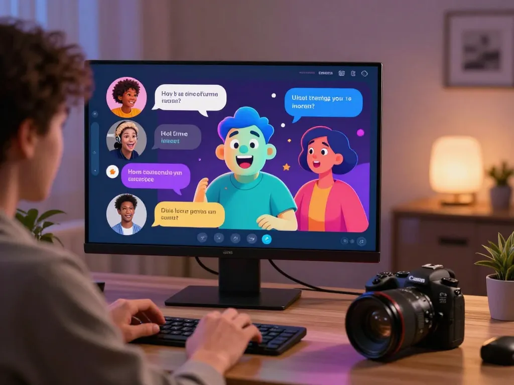 Spicy chat with AI character showcasing lively interaction in a vibrant digital workspace.