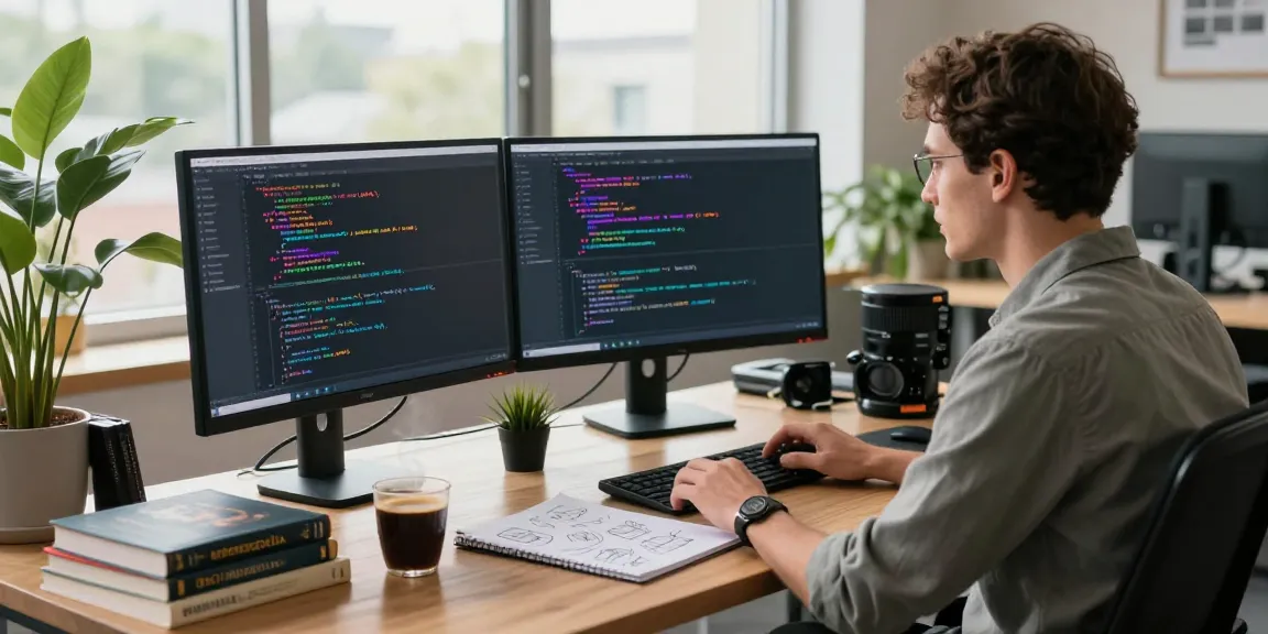 Engaged software developer coding the 纸飞机下载 messaging application in a modern workspace.