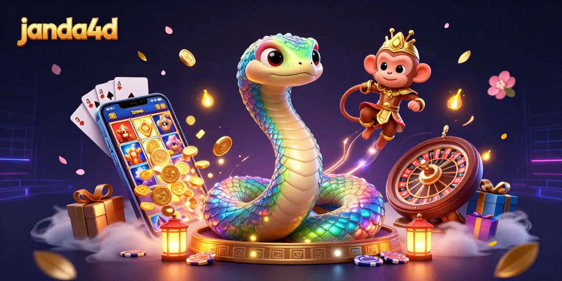 Memenangkan hadiah di janda4d dengan smartphone bermain game slot yang berwarna-warni dan koin emas yang berhamburan.