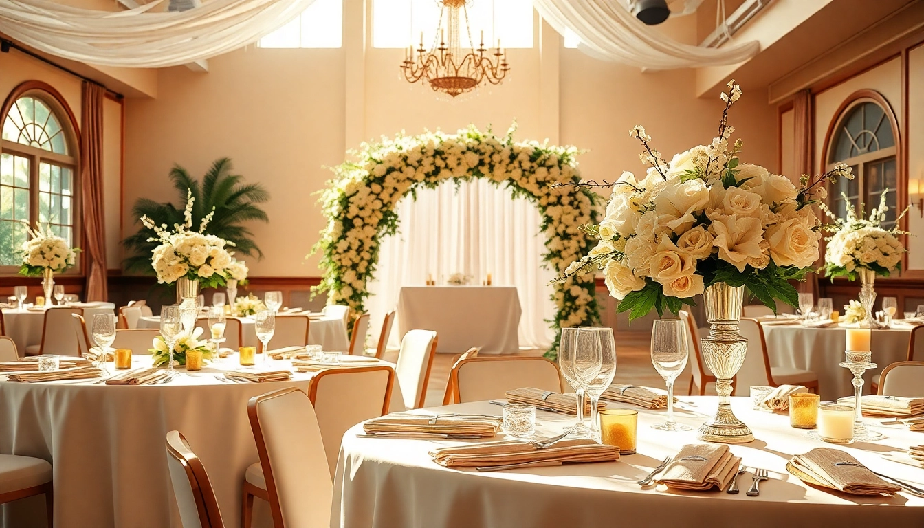 Stunning wedding event space Jacksonville showcasing elegant decorations and a romantic atmosphere.