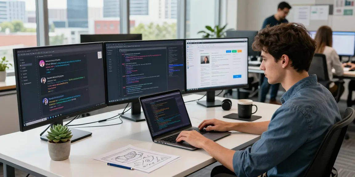 Dynamic coding workspace illustrating 纸飞机中文版官网 in an engaging tech environment.