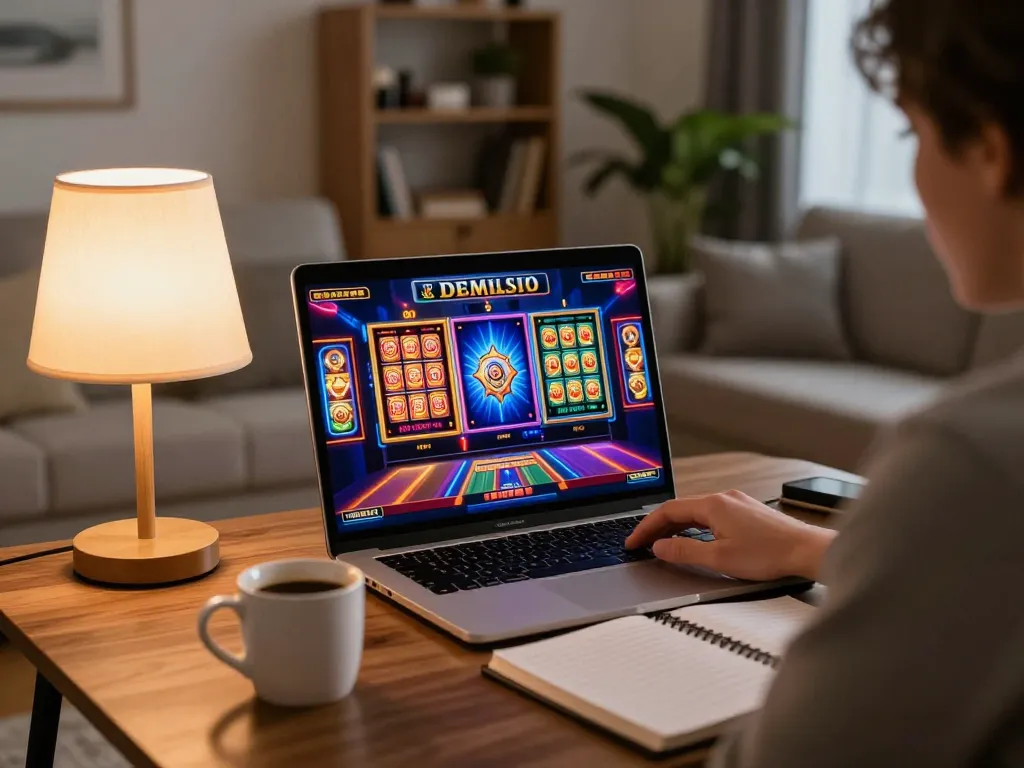 Player enjoying เว็บสล็อต at home through vibrant online gaming experience