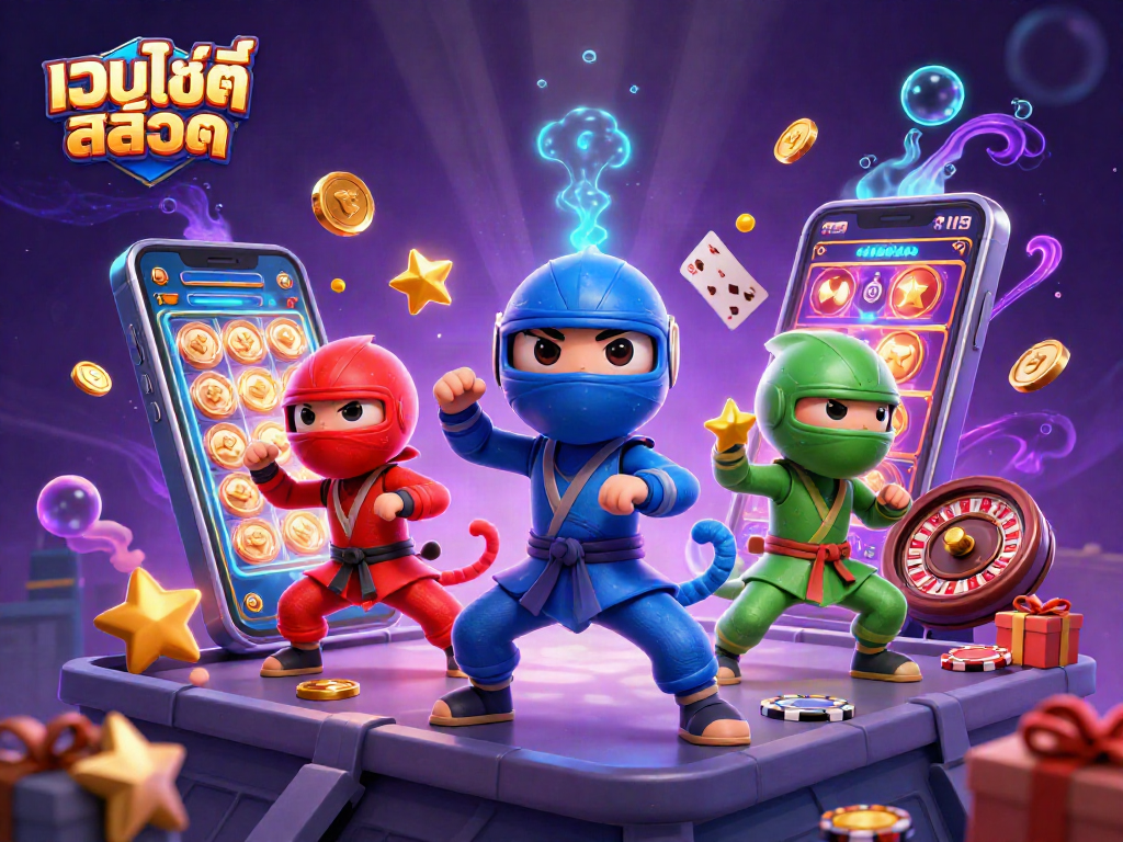 Experience thrilling slot games with เว็บไซต์สล็อต, showcasing ninja chameleons and vibrant gaming elements.