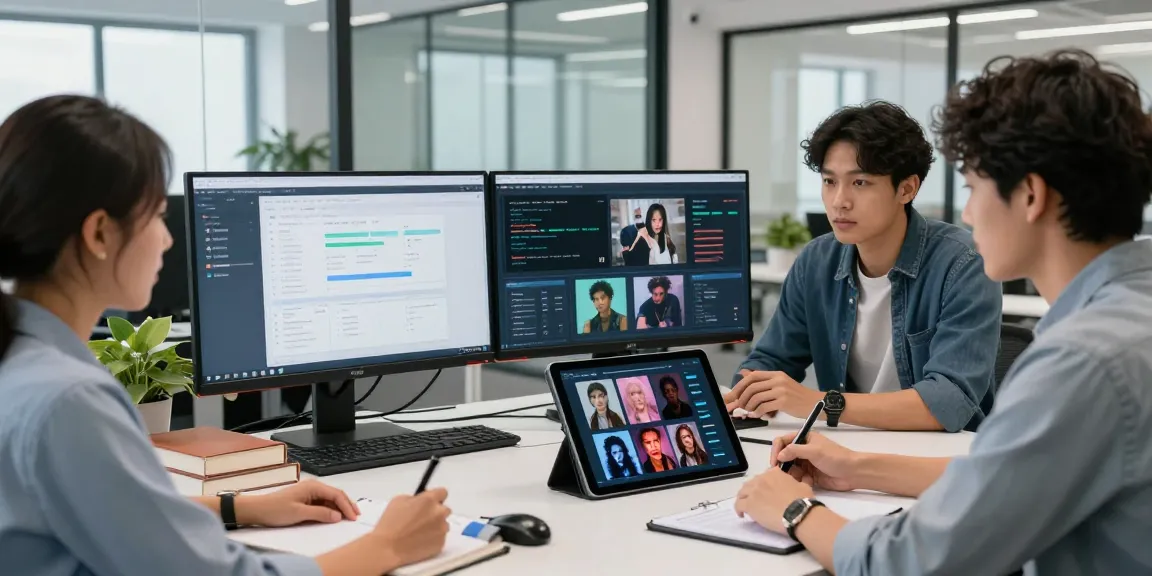 AI detector used by professionals to analyze content moderation in a modern workspace.