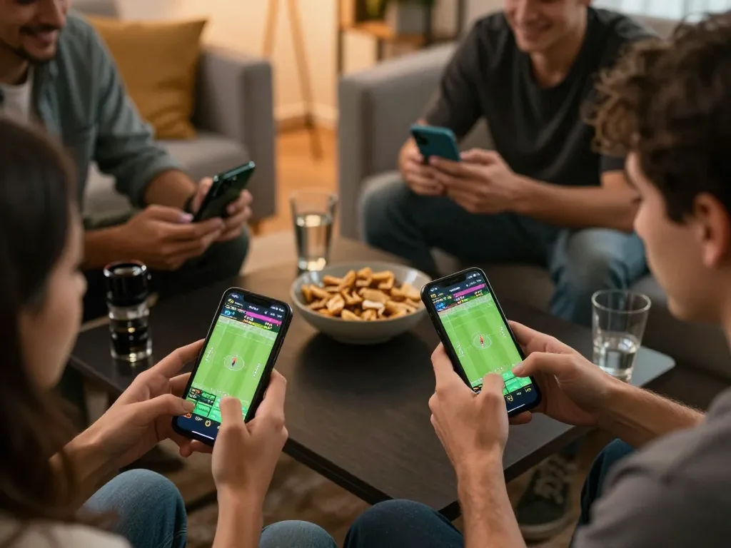 Betting on live football matches with 88BET app displayed on smartphone in cozy home setting