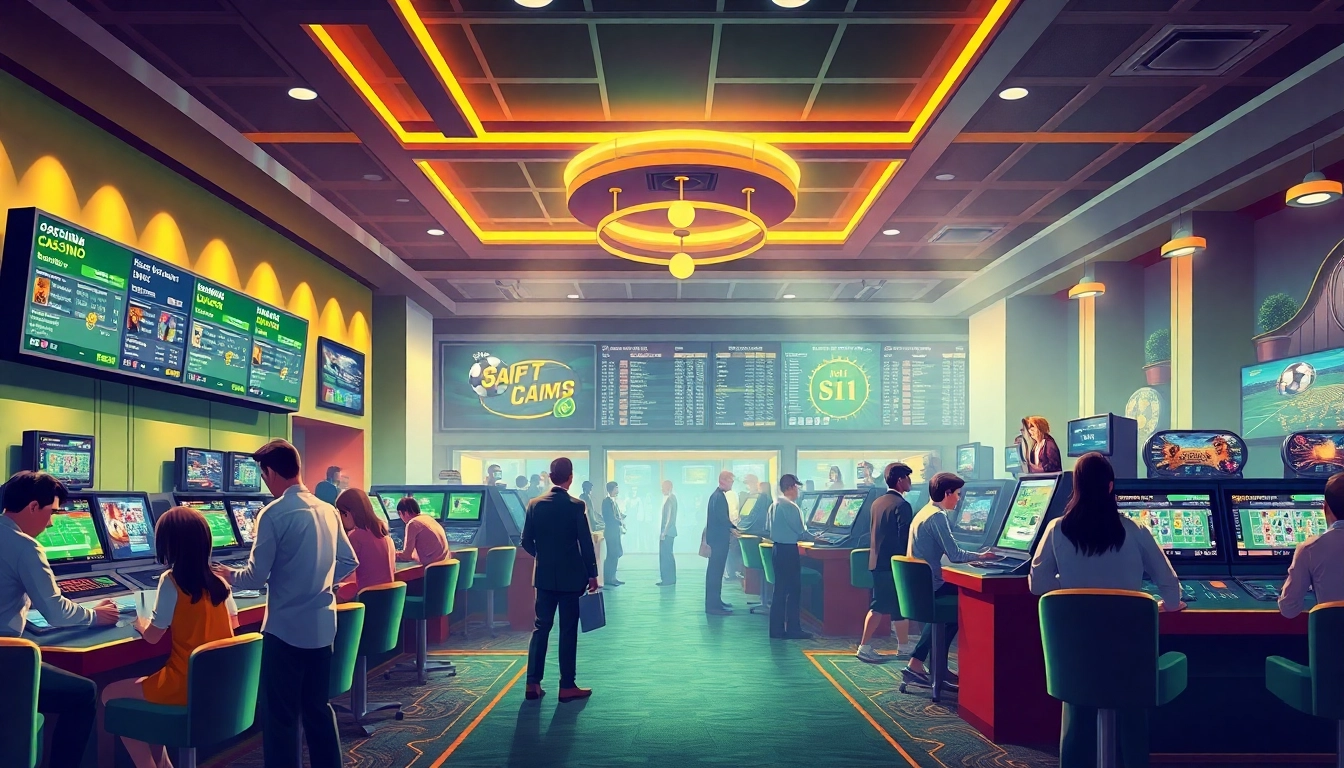 Safe betting environment featuring 슈어맨 with joyful players and modern gaming facilities.