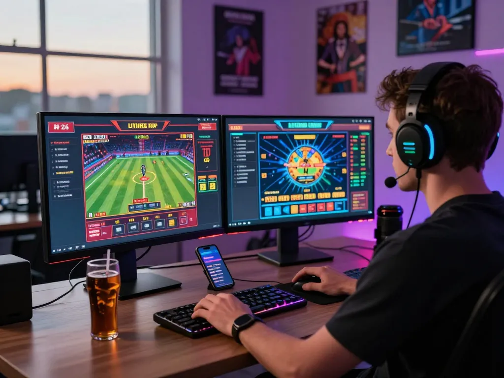 Link vào hubet88 in a vibrant online betting setup showing a user placing bets.