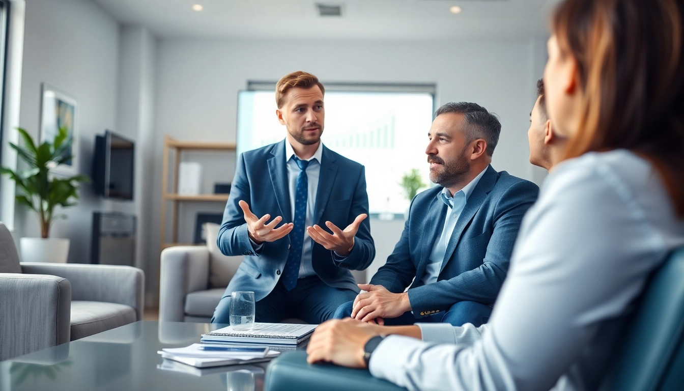 Engaging discussion on investment management San Antonio between a financial advisor and clients.