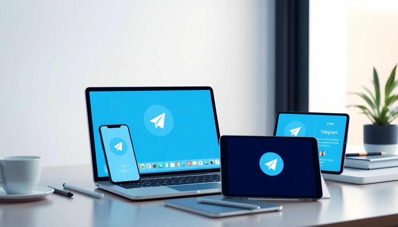 Explore the advanced features of Telegram官网下载 in a modern tech workspace.