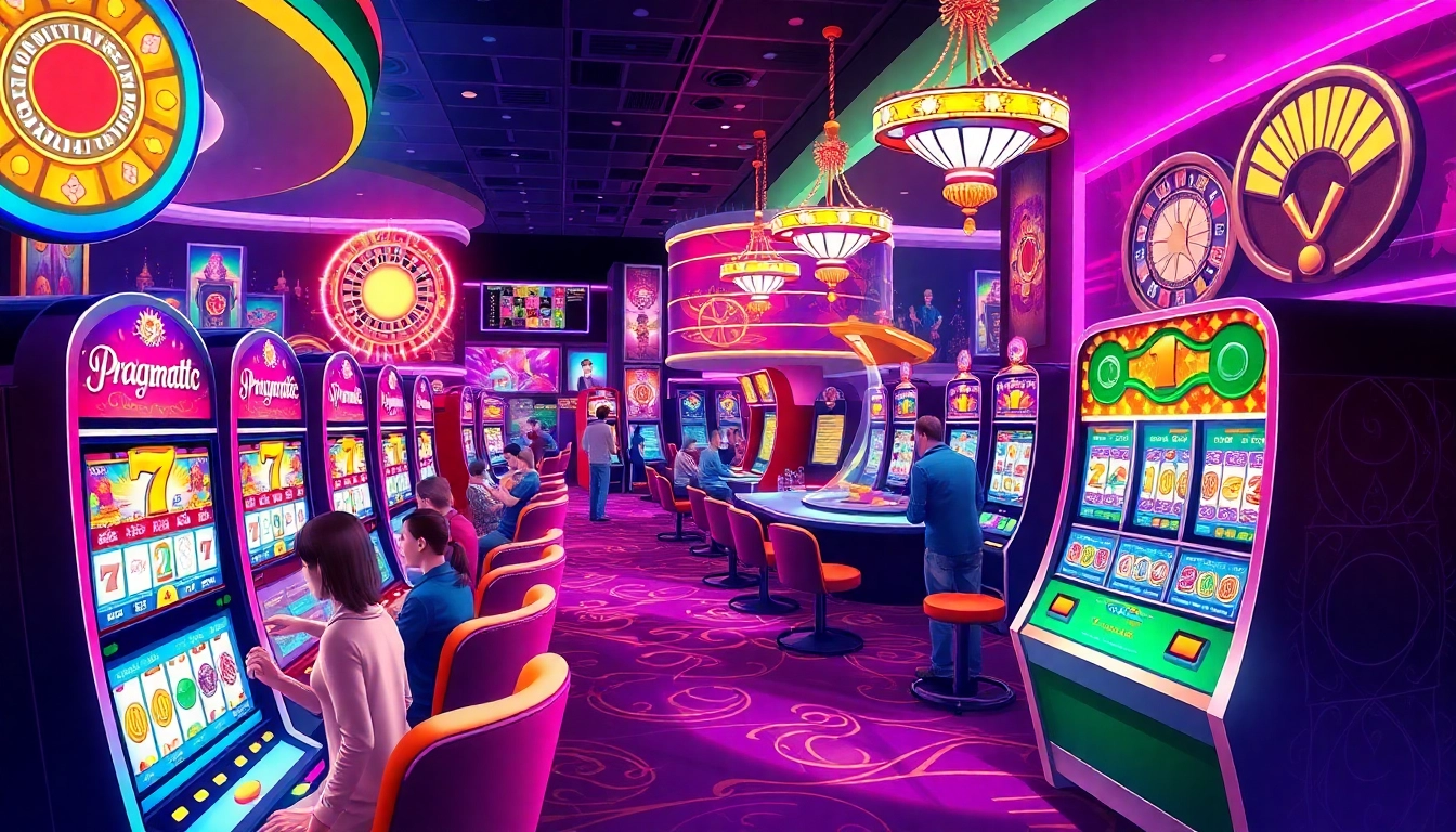 Players enjoying the immersive experience of a pragmatic slot in a lively casino atmosphere.
