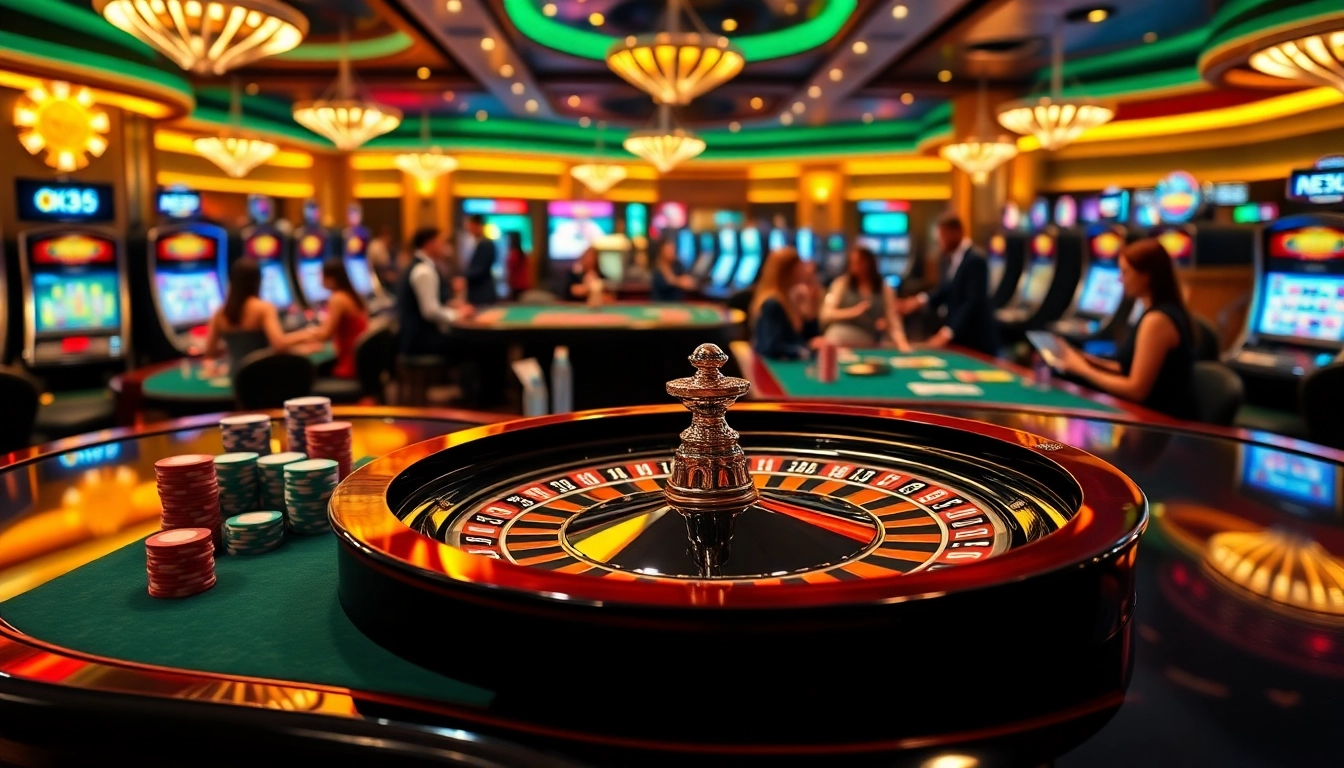 Players engaging in thrilling gambling activities at OK365's luxurious online casino.