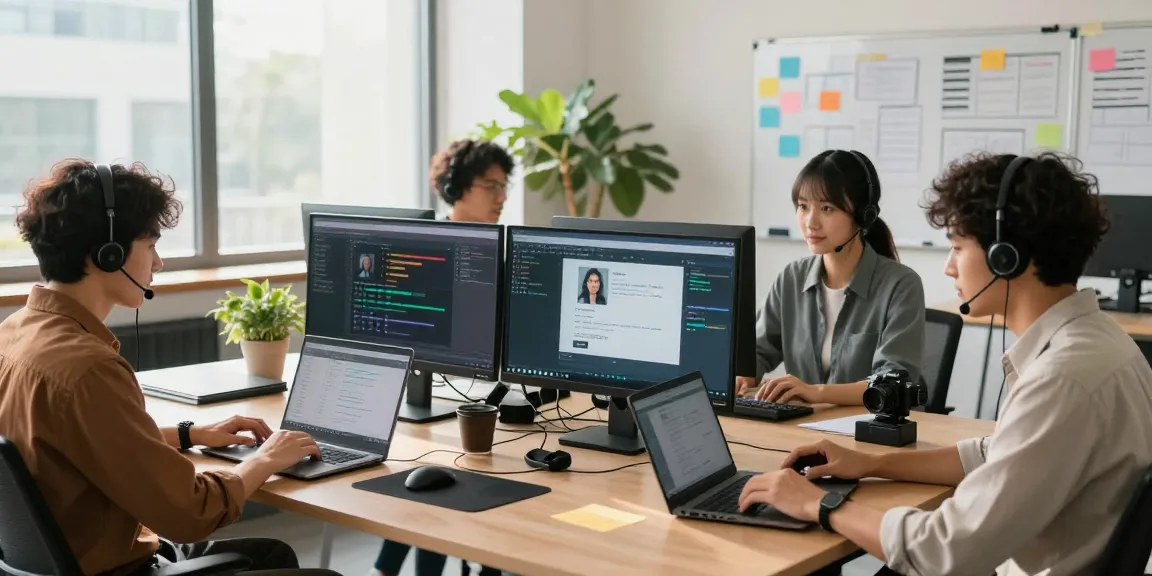 Remote IT support for small business team troubleshooting network issues in a vibrant office.