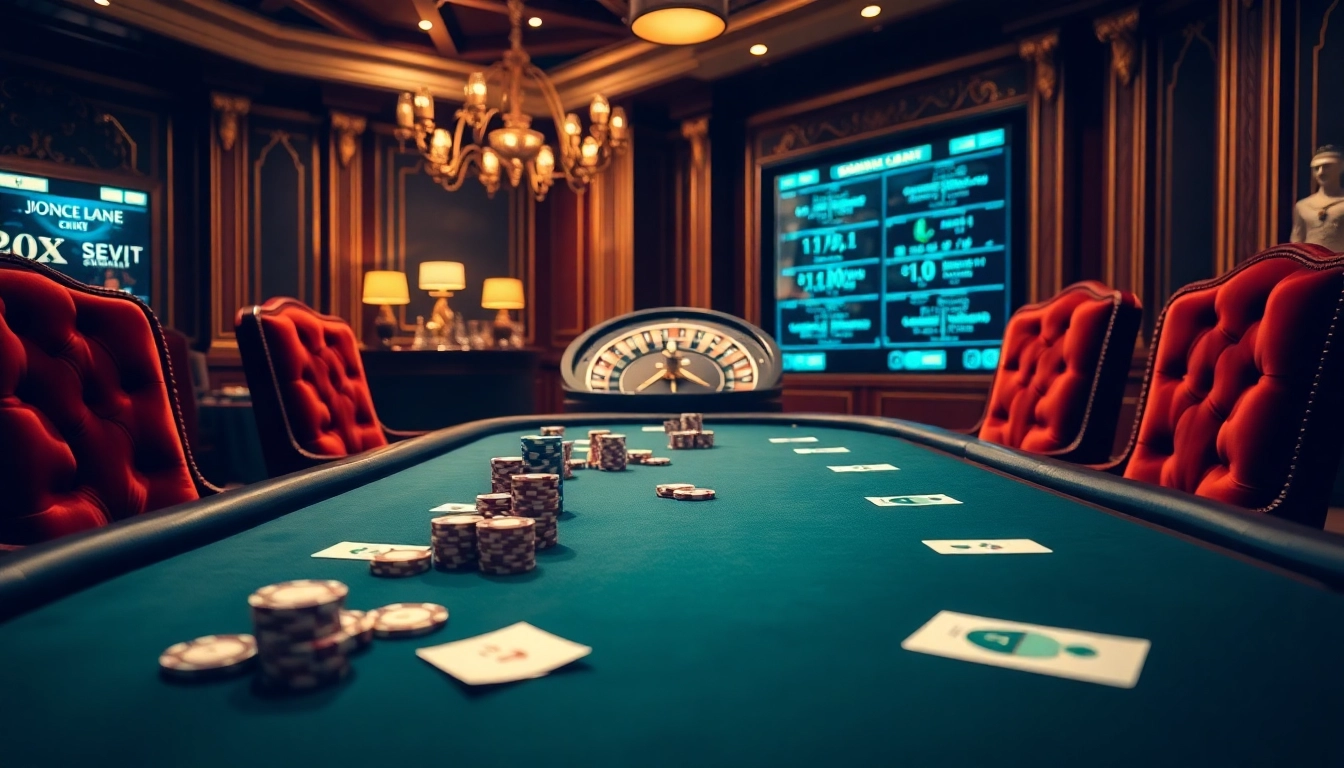Action passionnante au poker dans un casino en ligne avec des jetons et des cartes glamours.