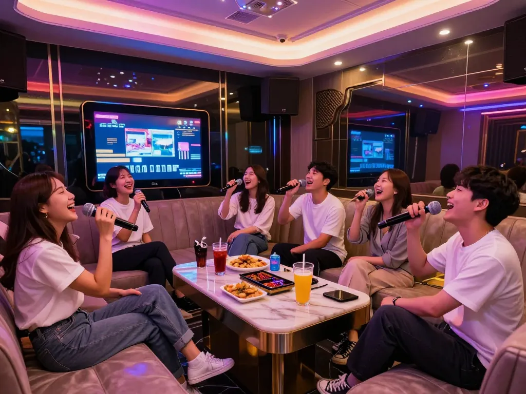 Experience thrilling nightlife at a luxurious karaoke lounge in Gangnam, featured on gangnamtune.com.