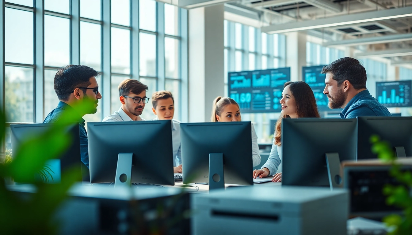 Prominent managed it services lakeland team collaborating in a bright modern office environment.