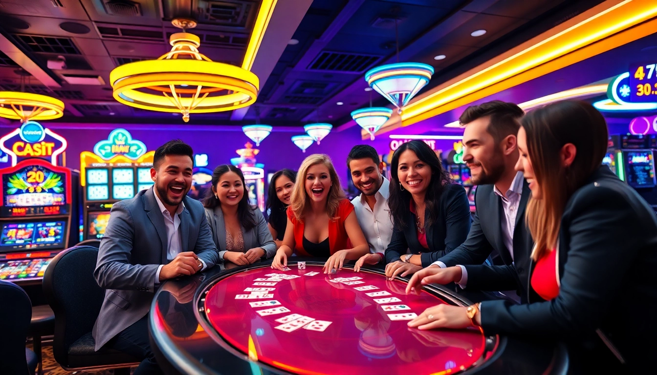 interwin official menghadirkan suasana kasino yang dinamis dengan pemain antusias di meja poker.