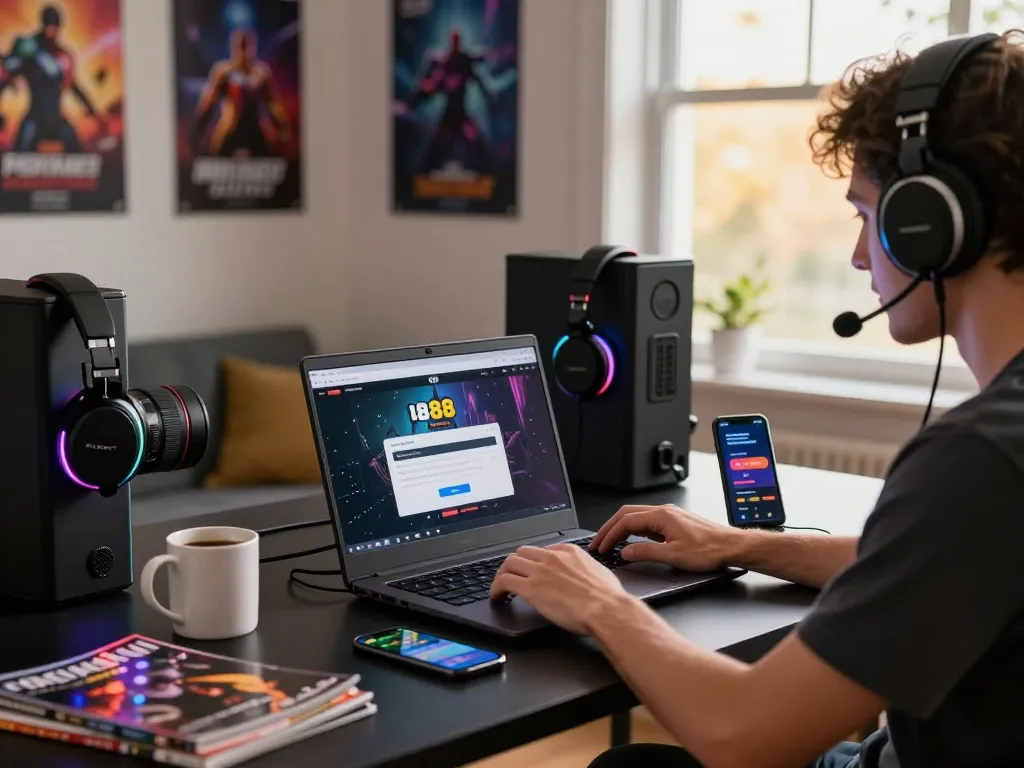 Experience mantra88 login excitement at a vibrant home gaming setup.