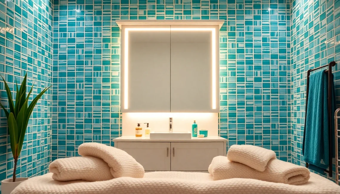 Entdecken Sie den spiegelschrank led mit eleganter Beleuchtung im modernen Badezimmer.