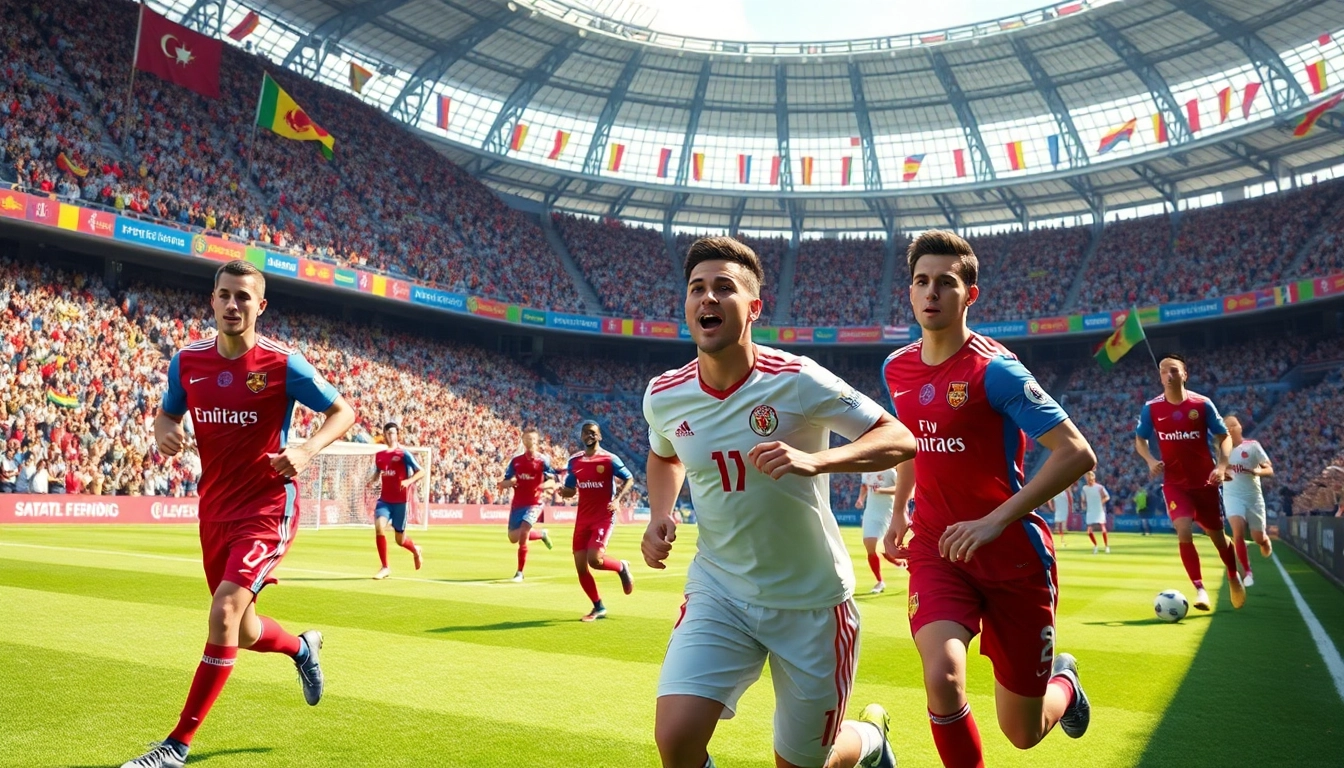 해외축구중계에서 열정적인 선수들이 펼치는 경기 장면