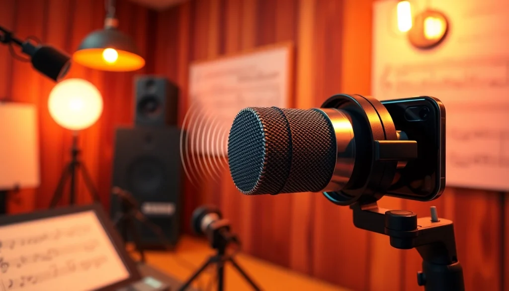 The MV88 microphone in a professional recording studio, showcasing its advanced audio capabilities and modern design.