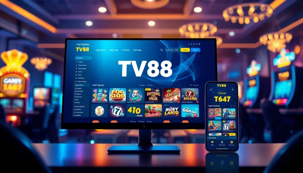 TV88 online gaming platform showcasing a modern interface for desktop and mobile users.