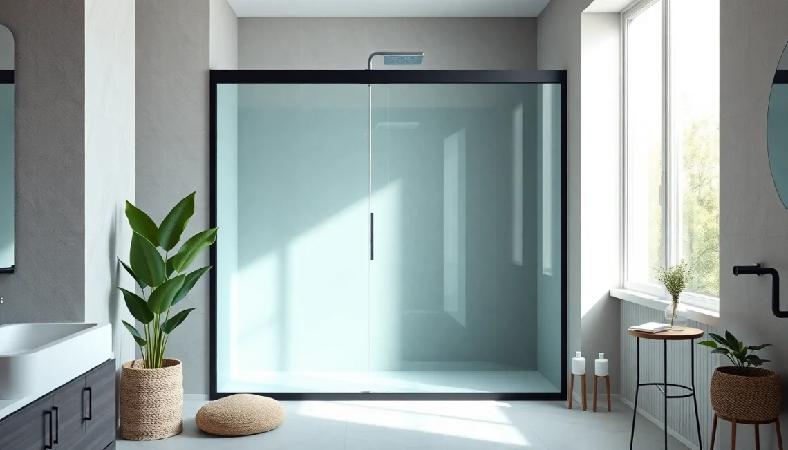 Installation de paroi de douche 150x200 offrant une finition en verre clair dans une salle de bains moderne.