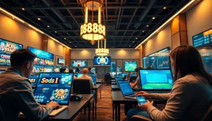 Engaging scene of players using the 888new platform for online gaming with a secure and vibrant interface.