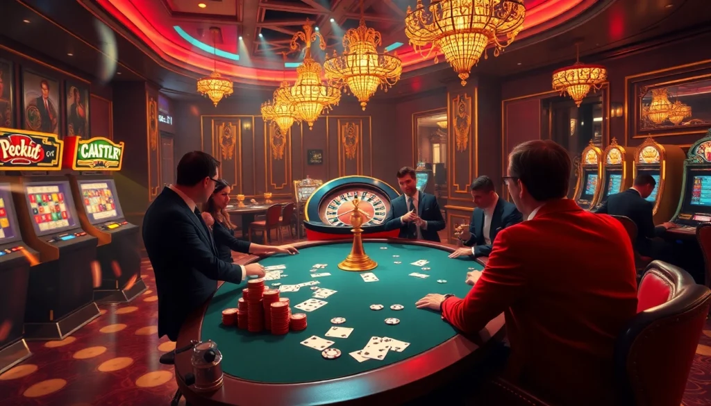 Experience the thrill of betting at the lively 79king4 casino with vibrant lights and luxury tables.