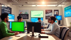 Team discussing the latest trends in seo in malaysia during a strategy meeting