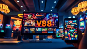 TV88 online gambling experience with modern interface on desktop and mobile, showcasing security and exciting gameplay.