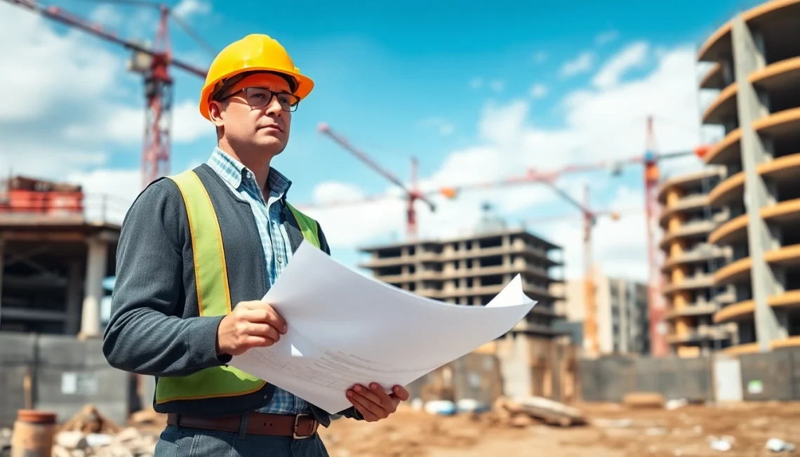 Engaged New Jersey Construction Manager inspecting the construction site, ensuring project quality.