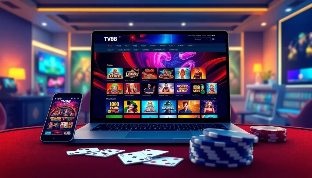 TV88 online gambling platform showcasing diverse games and user-friendly interface