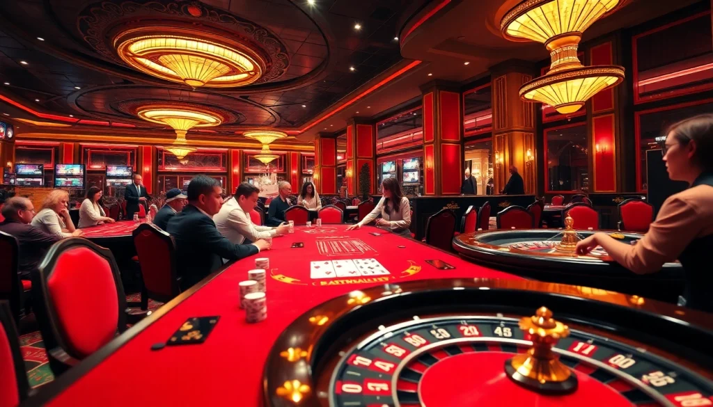 KJC-themed casino tables filled with players enjoying games and winning big.