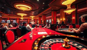 KJC-themed casino tables filled with players enjoying games and winning big.