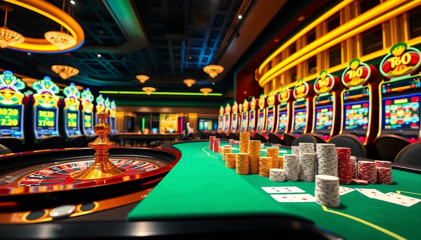 Experience the thrilling atmosphere of F168 com with vibrant casino games and exciting gambling scenes.