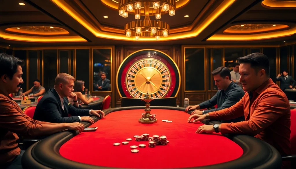 Players enjoying a game at iwin club's elegant poker table, showcasing luxury in gaming.