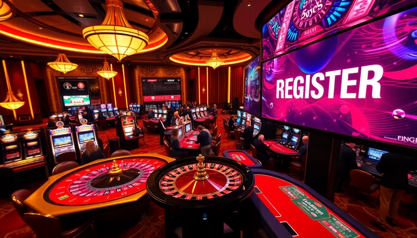 REGISTER easily at the casino lobby with vibrant tables and exciting gaming options.