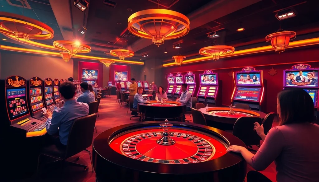 Online gamblers enjoying exciting games at https://rr88c.org/ featuring roulette and slots.