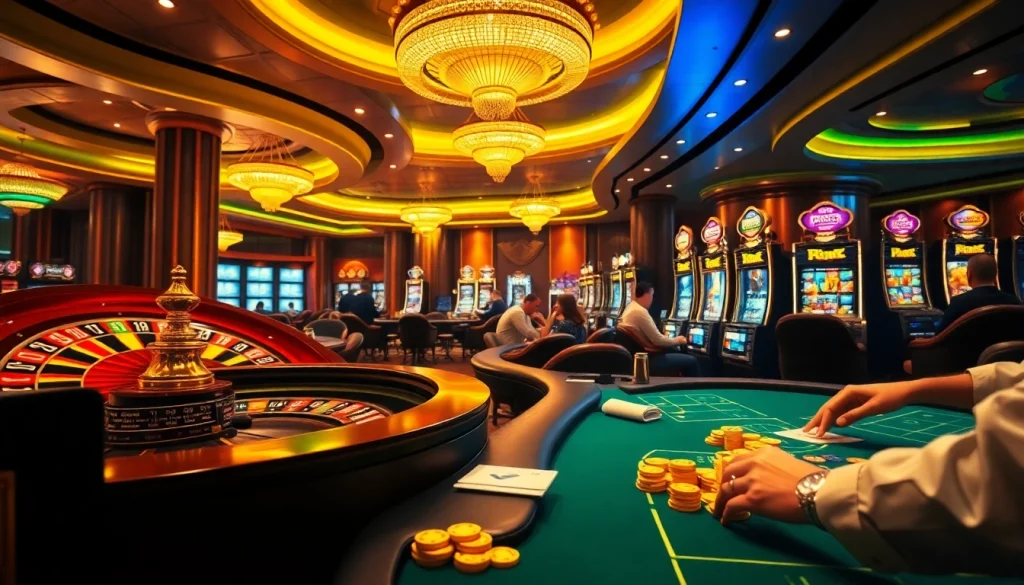 Engage in thrilling gambling action at vb9 casino featuring roulette, poker, and vibrant slot machines.